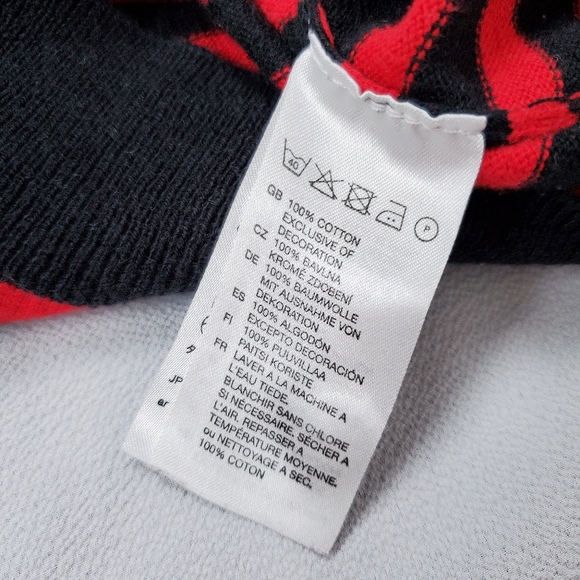 H&M Red Black Striped Attached Collar Academia Sweater - Picture 7 of 8